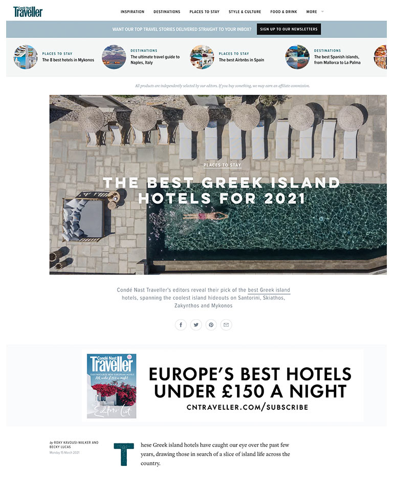 2021 Cntraveler The Best Greek Islands