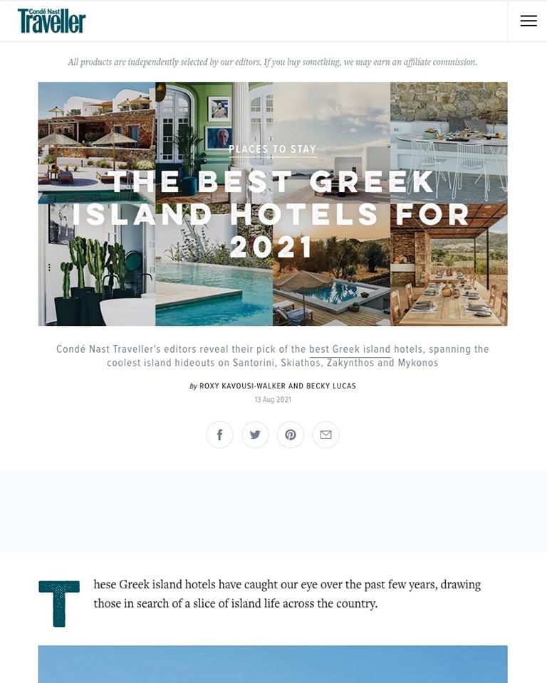 2021 The Best Greek Island Hotels For 2021