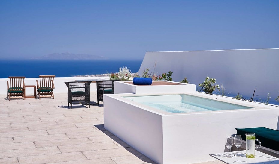 Katikies Garden Hotel Santorini Honeymoon Jetted Tub Suite Sea View 03850