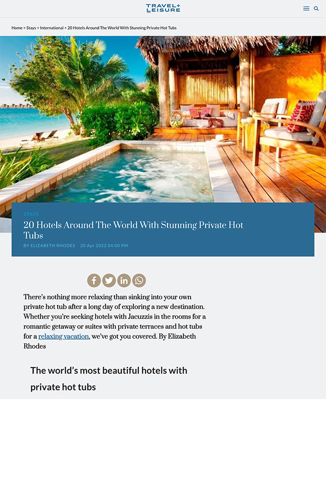 Travel Leisure 20 Hotels Around The World