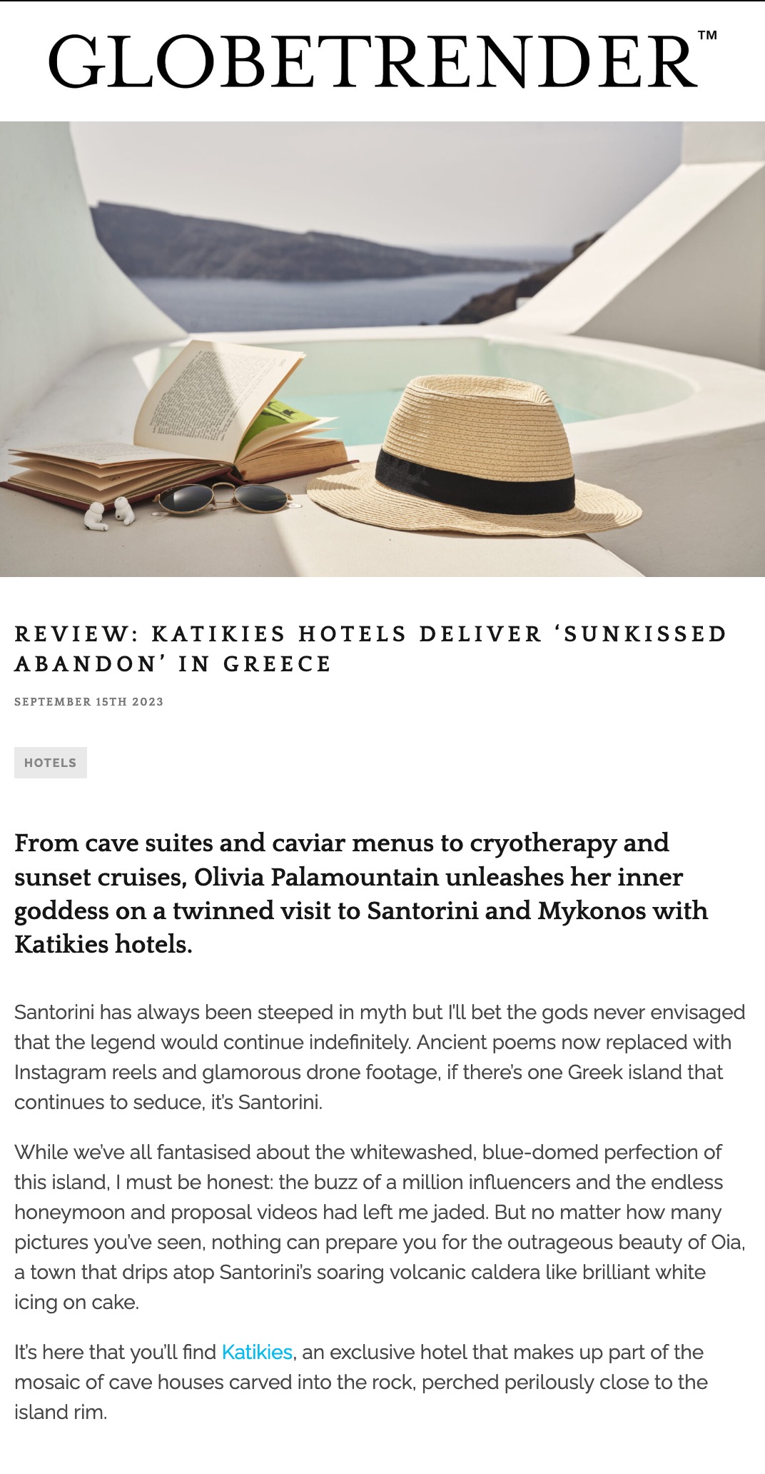 Globetrender Katikies Hotels Deliver Sunkissed Abandon In Greece