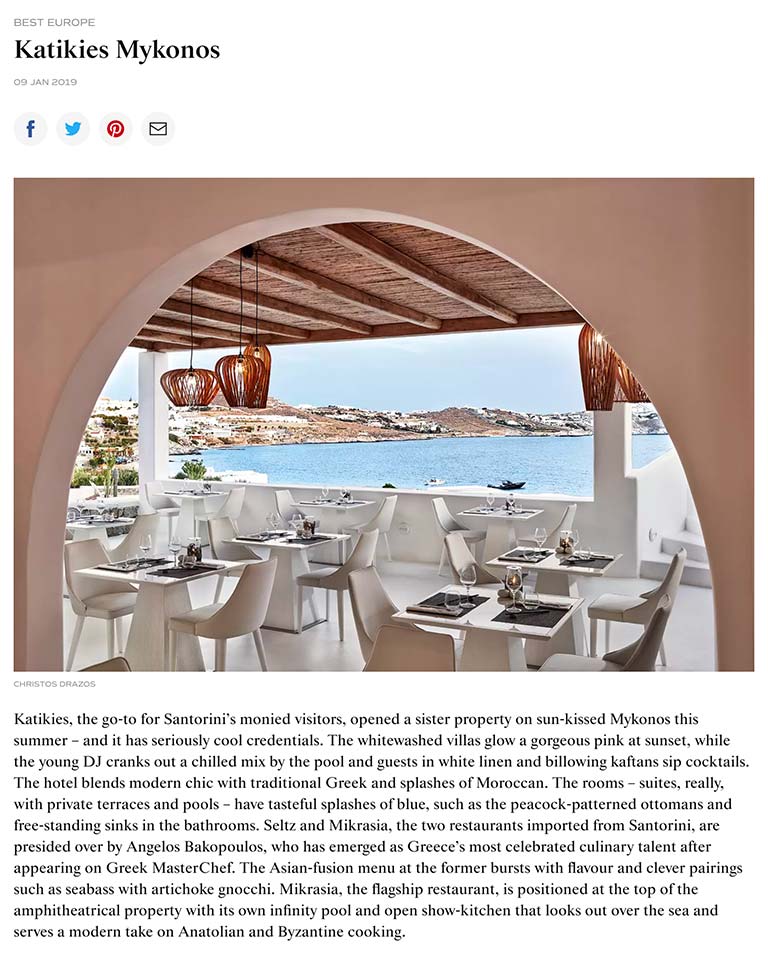 Tatler - Katikies Mykonos