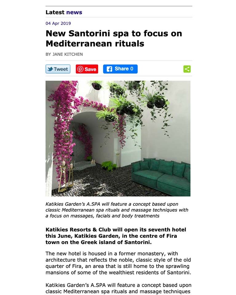 New Santorini Spa To Focus On Mediterranean Rituals
